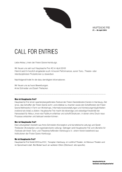 call for entries - Festival der Darstellenden Künste Hamburgs