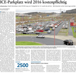 ICE-Parkplatz wird 2016 kostenpﬂichtig