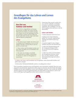 Grundlagen f&uuml;r das Lehren und Lernen des Evangeliums