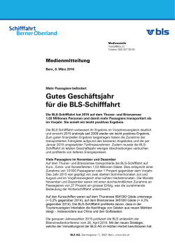 Gutes Gesch&auml;ftsjahr f&uuml;r die BLS-Schifffahrt