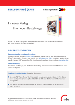 ihre bestellung - Berufswahlpass