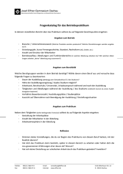 Fragenkatalog für das Betriebspraktikum - Josef-Effner
