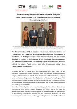 Raumplanung als gesellschaftspolitische Aufgabe