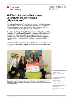 Sparkasse Heidelberg unterstützt die Einrichtung „Zipfelmützen“