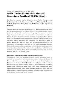 Felix Jaehn läutet das Electric Mountain Festival 2015/16 ein