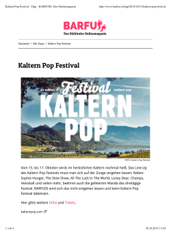 Kaltern Pop Festival - Tipp - BARFUSS: Das Onlinemagazin