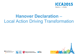 Hanover Declaration - Local Action Driving Transformation