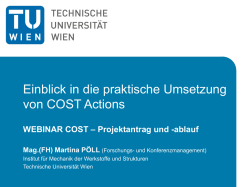 Einblick in die praktische Umsetzung von COST Actions