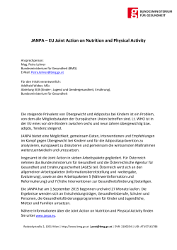 JANPA &ndash; EU Joint Action on Nutrition and Physical Activity