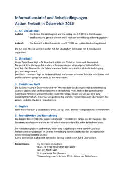 Informationsbrief und Reisebedingungen Action