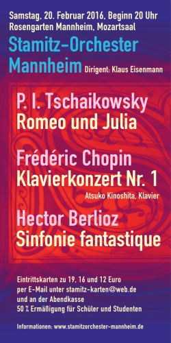 P. I. Tschaikowsky Romeo und Julia Frédéric Chopin Klavierkonzert