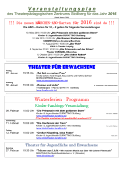 Veranstaltungsplan Theaterpädagogisches