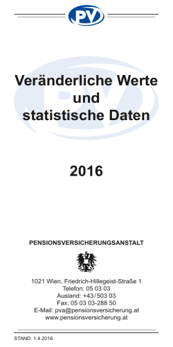 Veränderliche Werte und Statistische Daten 2016