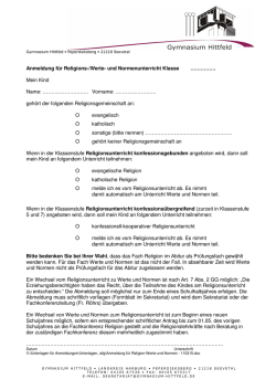 Anmeldung für Religion-Werte und Normen