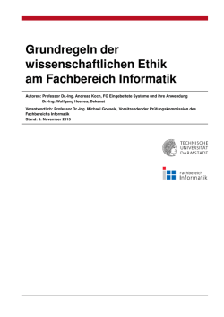 Grundregeln der wissenschaftlichen Ethik am Fachbereich Informatik