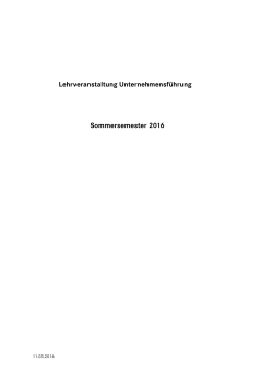 Lehrveranstaltung Unternehmensführung
