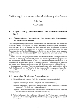 Einf&uuml;hrung in die numerische Modellierung des Ozeans