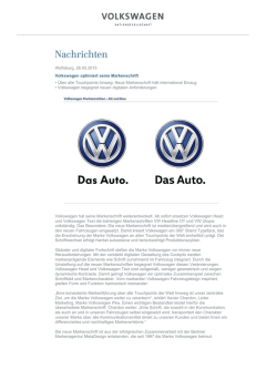 Wolfsburg, 26.05.2015 Volkswagen optimiert
