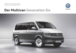 Preisliste "Der Multivan Generation Six"
