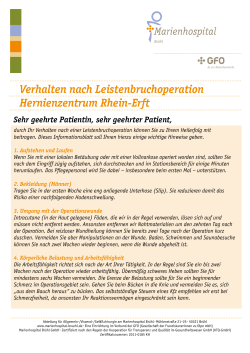Verhalten nach Leistenbruchoperation Hernienzentrum Rhein-Erft