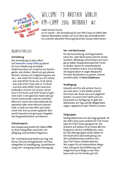 IFM-Camp Newsletter 1