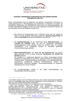 Honorarspiegel &Uuml;bersetzen