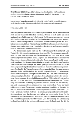 Ulrich Meurer (2012) (Hrsg.):Übersetzung und Film. Das Kino als