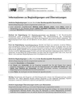 Informationen zu Beglaubigungen und &Uuml;bersetzungen
