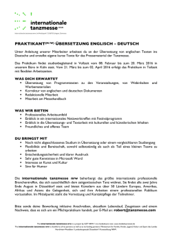 PRAKTIKANT(M/W) ÜBERSETZUNG ENGLISCH – DEUTSCH