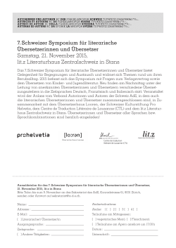 7. Schweizer Symposium für literarische Übersetzerinnen