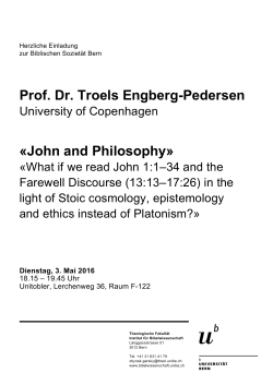 Prof. Dr. Troels Engberg-Pedersen «John and Philosophy»