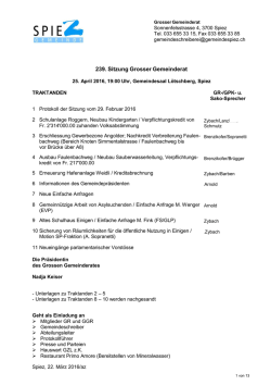 239. Sitzung Grosser Gemeinderat