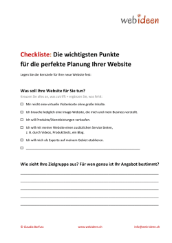Die wichtigsten Punkte f&uuml;r die perfekte Planung Ihrer - web