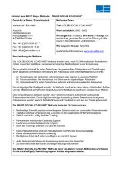 Infoblatt zum BDVT Siegel Methode: ADLER SOCIAL COACHING