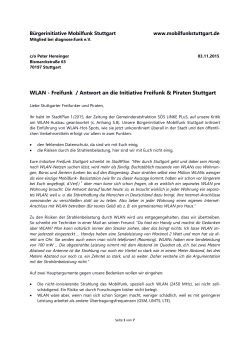 WLAN - Freifunk / Antwort an die Initiative Freifunk & Piraten Stuttgart