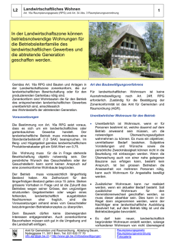 In der Landwirtschaftszone k&ouml;nnen betriebsnotwendige Wohnungen