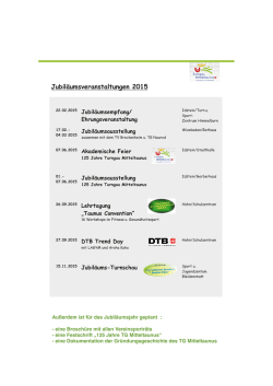 Jubil&auml;umsveranstaltungen 2015