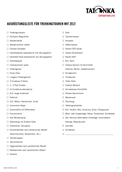 Ausrüstungsliste für Trekkingtouren mit Zelt