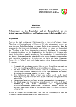 Merkblatt zu Anforderungen an den Brandschutz