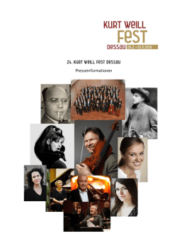 Kurt Weill Fest Dessau 2016 Pressematerial zur Festspieleröffnung