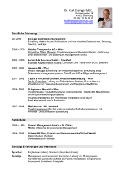 Dr. Kurt Eisinger MSc. - Eisinger Submission Management