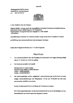 Beschluss Eröffnung Insolvenzverfahren