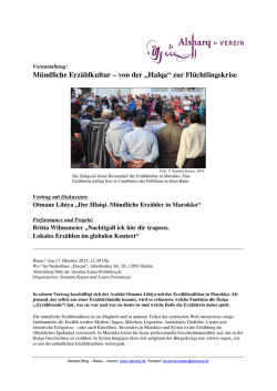 Mündliche Erzählkultur – von der „Halqa“ zur Flüchtlingskrise