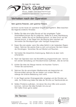 Hinweise zum Verhalten nach der Operation
