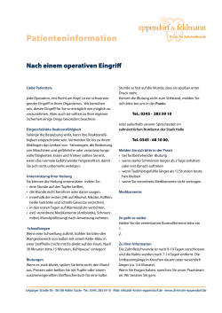 Nach einem operativem Eingriff - Dr. Kirstin Eppendorf & Dr. Juliane