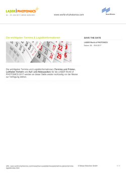 Die wichtigsten Termine & Logistikinformationen