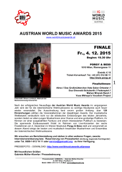 FinalistInnen - Austrian World Music Awards, 2015