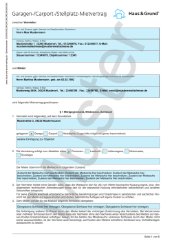 Haus & Grund Garagen Mietvertrag