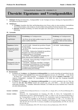 &Uuml;bersicht: Eigentums- und Verm&ouml;gensdelikte