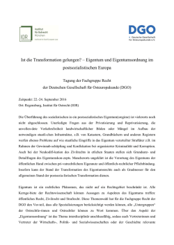 Ist die Transformation gelungen? &ndash; Eigentum und